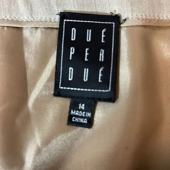 Due Per Due Skirt Womens Size‎ 14 Beige Beaded Maxi A Line Linen Blend Business